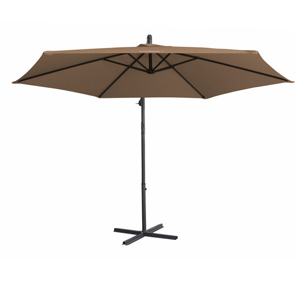Milano 3M Outdoor Umbrella Cantilever With Protective Cover Patio Garden Shade Latte 3 x 2.5m
